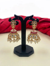 Nazneen Designer Ruby Pink  Indian Kundan Jhumka Earrings For Women and girls